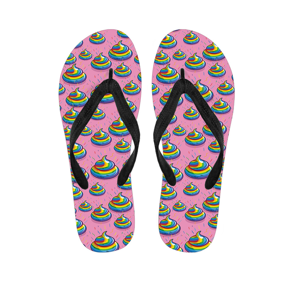 Rainbow Poop Pattern Print Flip Flops