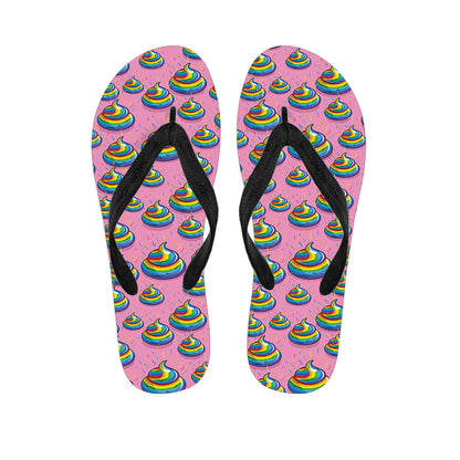 Rainbow Poop Pattern Print Flip Flops