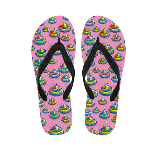 Rainbow Poop Pattern Print Flip Flops