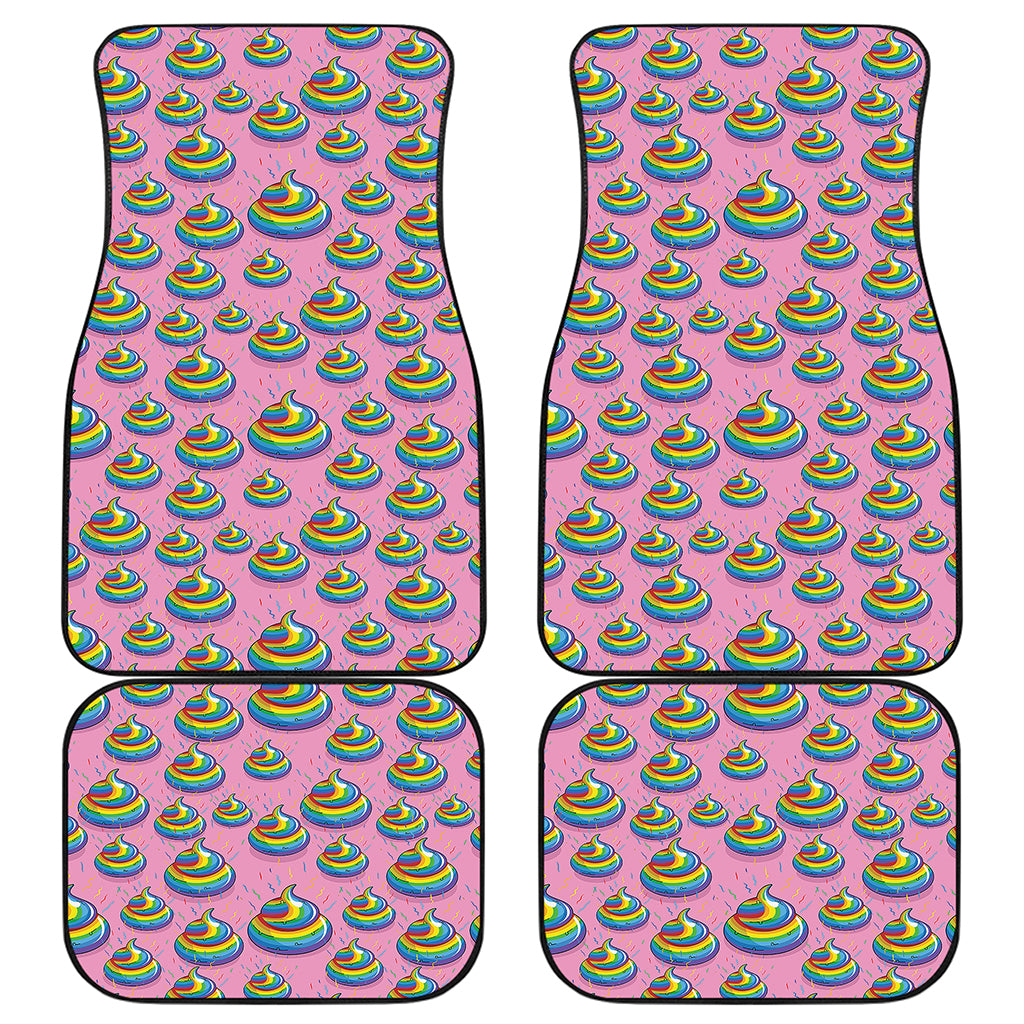 Rainbow Poop Pattern Print Front and Back Car Floor Mats