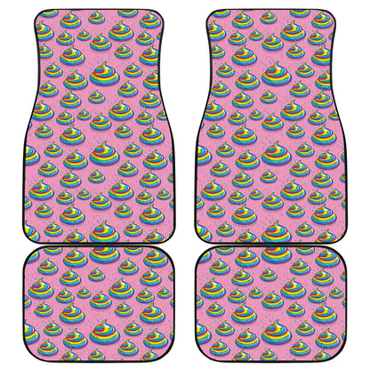 Rainbow Poop Pattern Print Front and Back Car Floor Mats