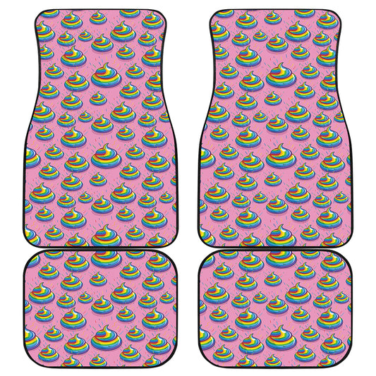 Rainbow Poop Pattern Print Front and Back Car Floor Mats