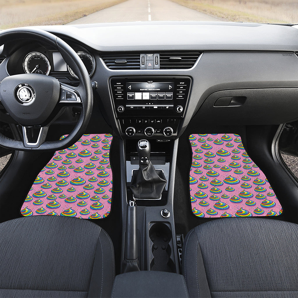 Rainbow Poop Pattern Print Front and Back Car Floor Mats