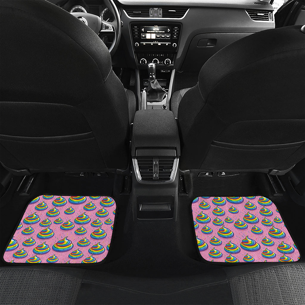 Rainbow Poop Pattern Print Front and Back Car Floor Mats