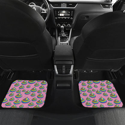 Rainbow Poop Pattern Print Front and Back Car Floor Mats