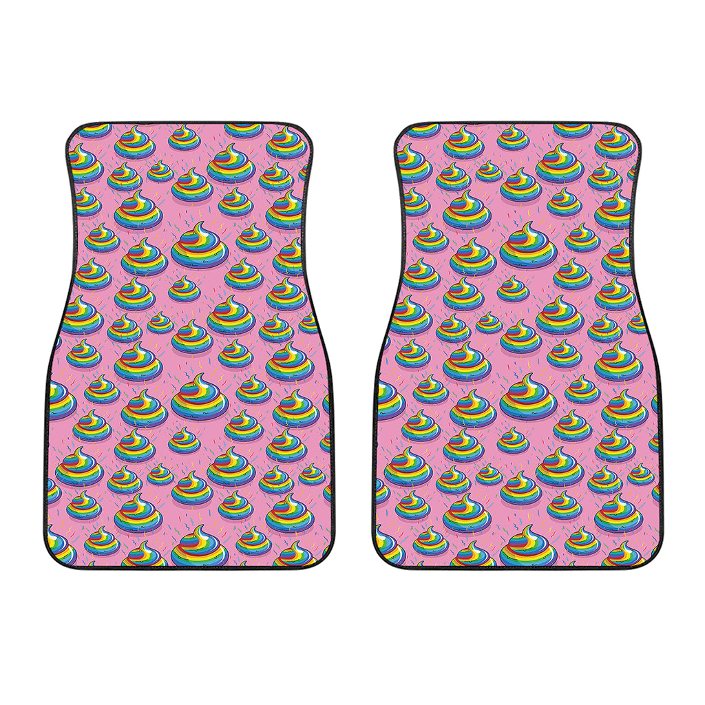 Rainbow Poop Pattern Print Front Car Floor Mats