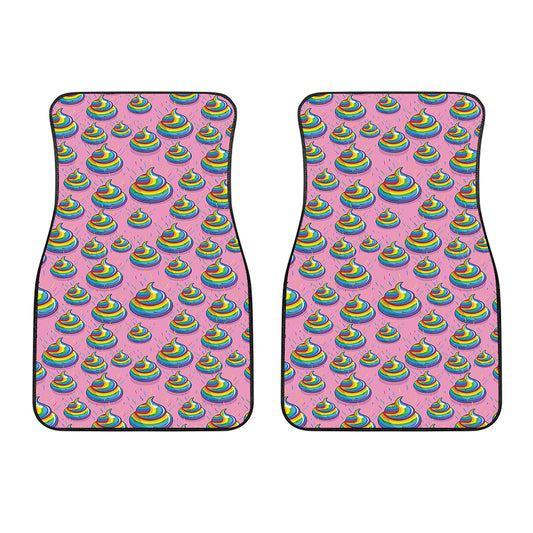 Rainbow Poop Pattern Print Front Car Floor Mats