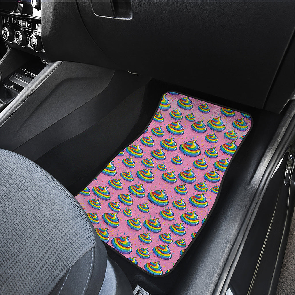 Rainbow Poop Pattern Print Front Car Floor Mats