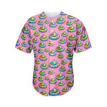 Rainbow Poop Pattern Print Men's Baseball Jersey