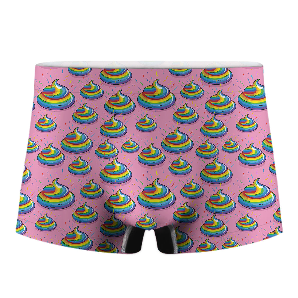 Rainbow Poop Pattern Print Men's Boxer Briefs