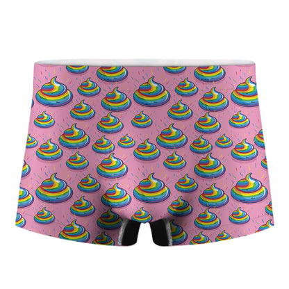 Rainbow Poop Pattern Print Men's Boxer Briefs