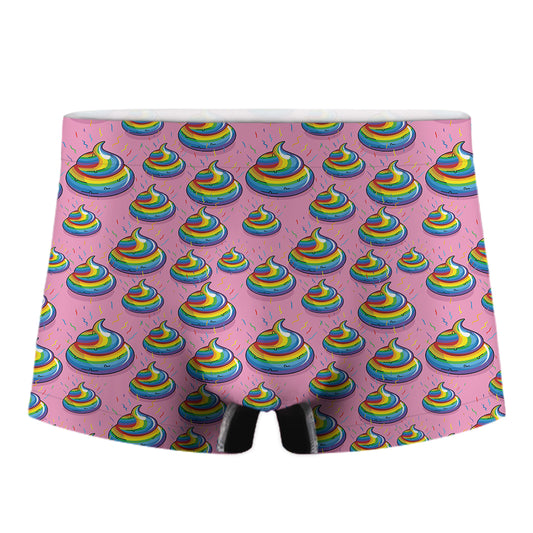 Rainbow Poop Pattern Print Men's Boxer Briefs