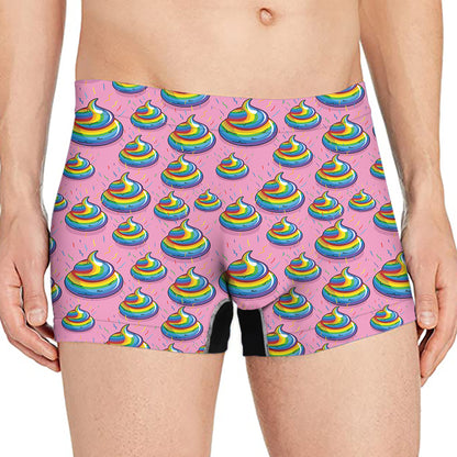 Rainbow Poop Pattern Print Men's Boxer Briefs