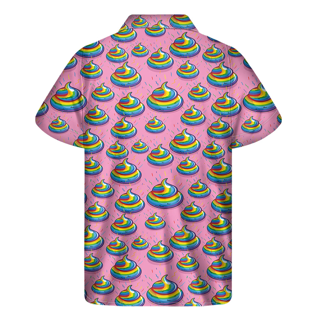Rainbow Poop Pattern Print Men's Short Sleeve Shirt
