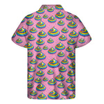 Rainbow Poop Pattern Print Men's Short Sleeve Shirt