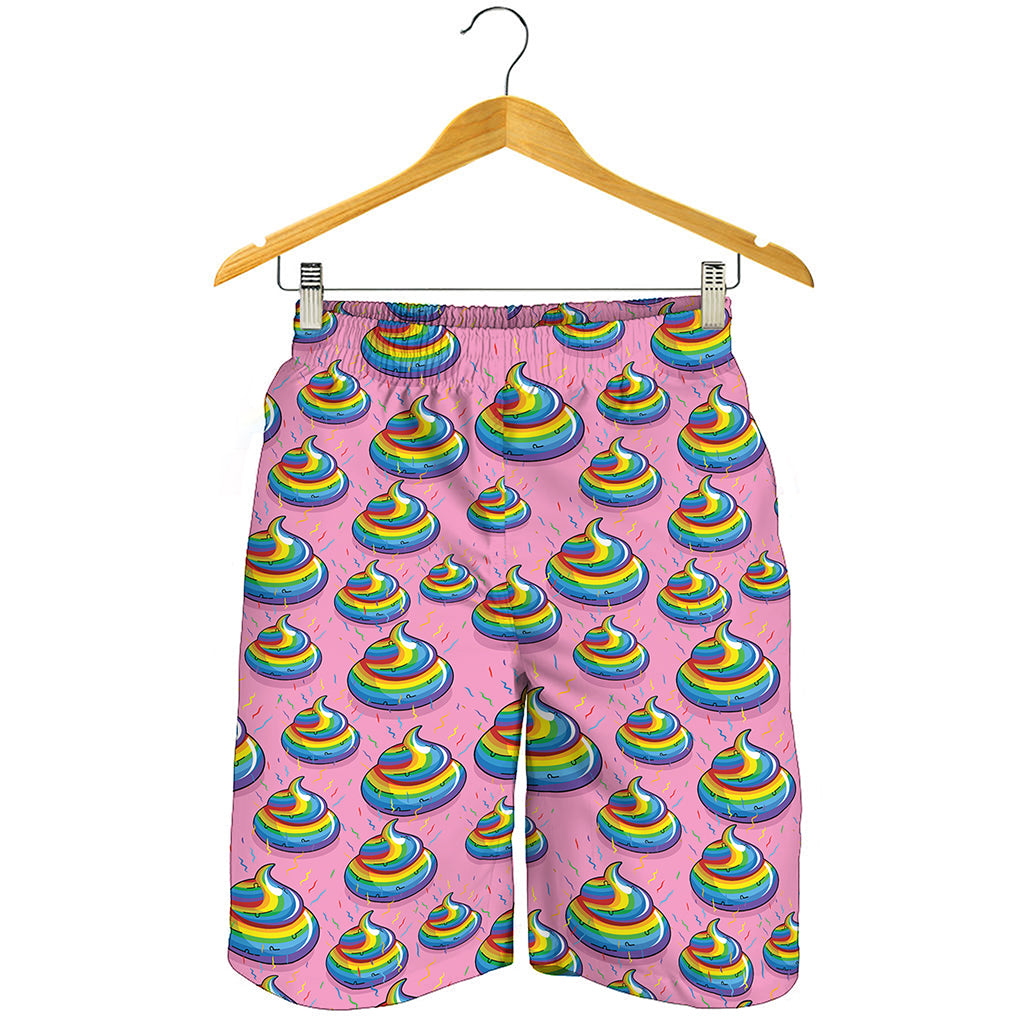 Rainbow Poop Pattern Print Men's Shorts