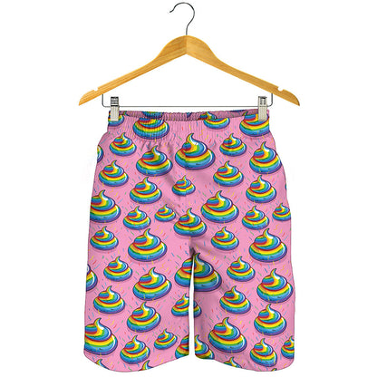 Rainbow Poop Pattern Print Men's Shorts