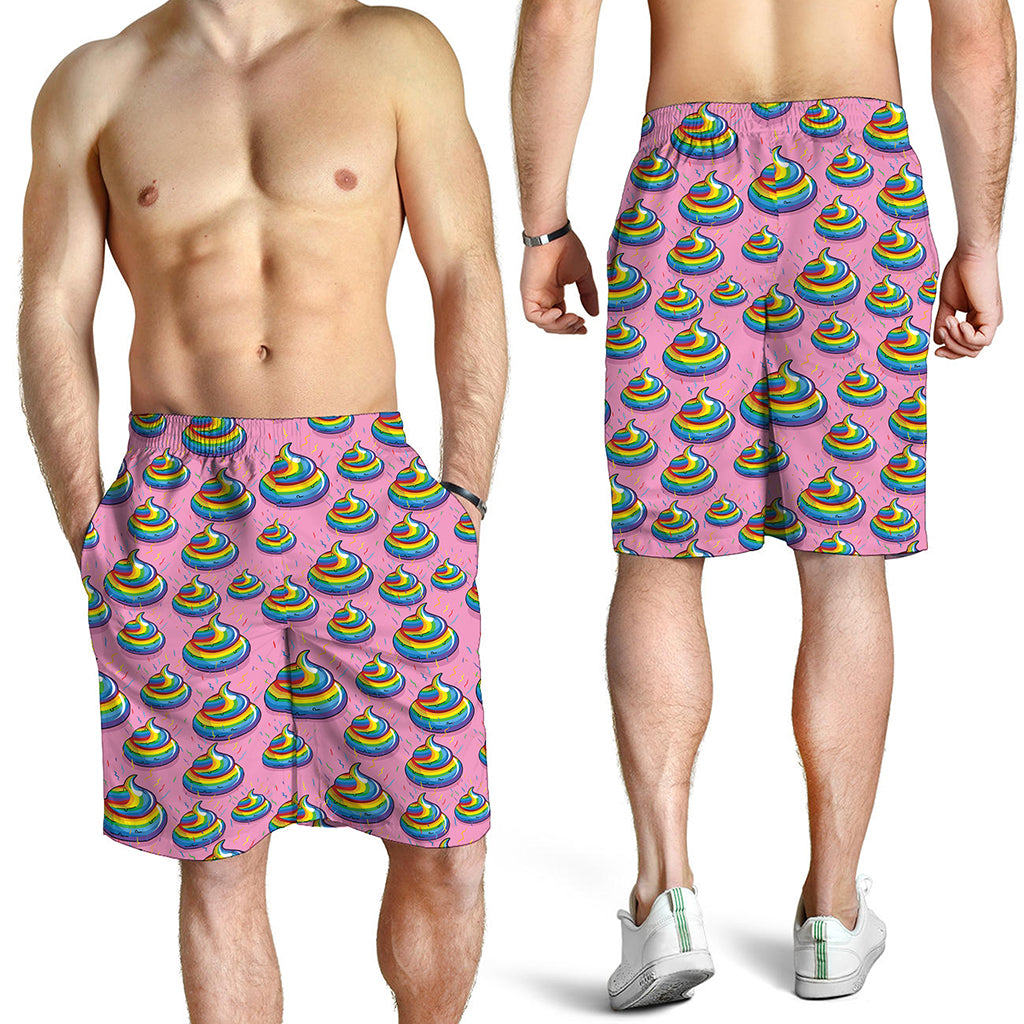 Rainbow Poop Pattern Print Men's Shorts