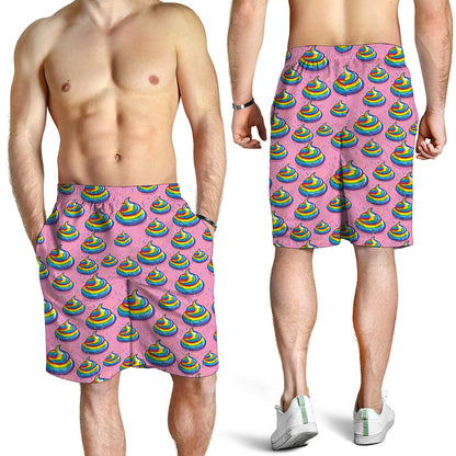 Rainbow Poop Pattern Print Men's Shorts