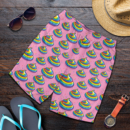 Rainbow Poop Pattern Print Men's Shorts