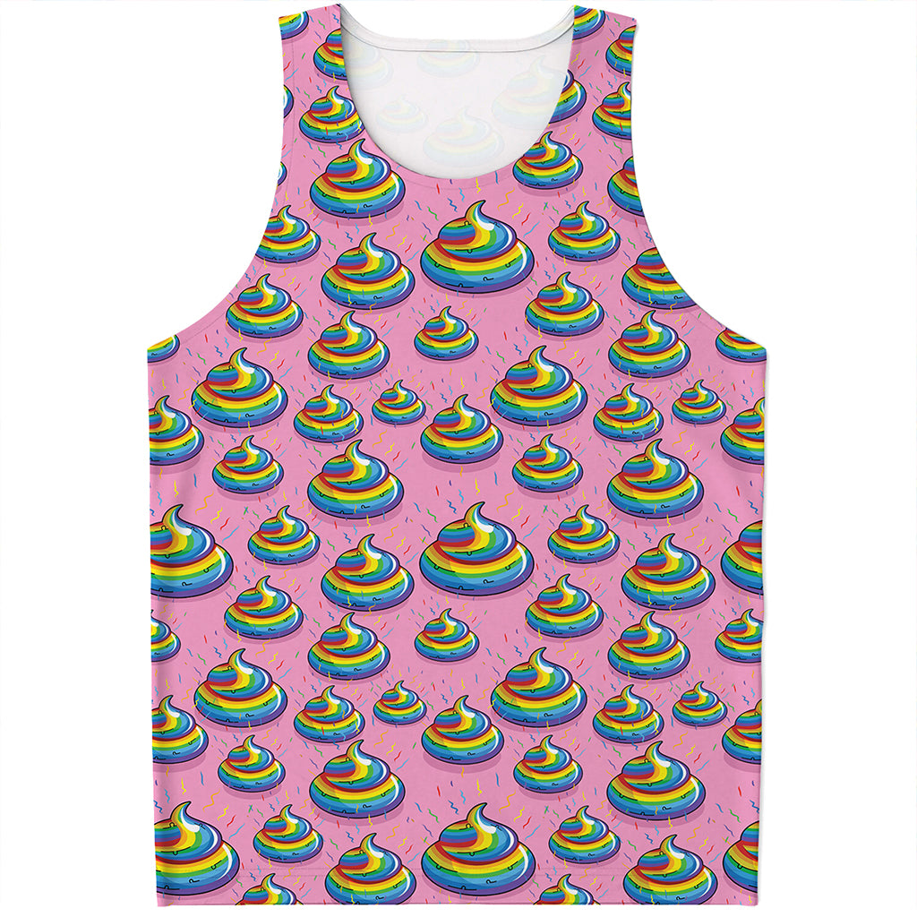 Rainbow Poop Pattern Print Men's Tank Top