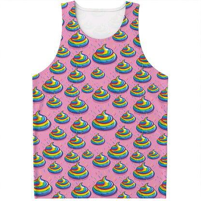 Rainbow Poop Pattern Print Men's Tank Top