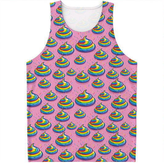 Rainbow Poop Pattern Print Men's Tank Top