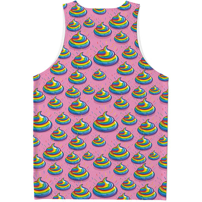 Rainbow Poop Pattern Print Men's Tank Top