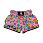 Rainbow Poop Pattern Print Muay Thai Boxing Shorts