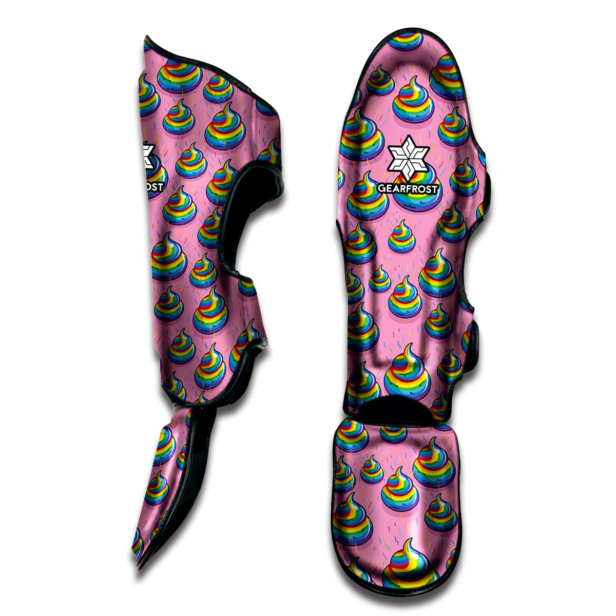 Rainbow Poop Pattern Print Muay Thai Shin Guard