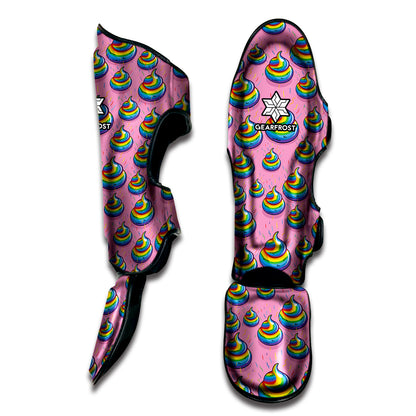 Rainbow Poop Pattern Print Muay Thai Shin Guard