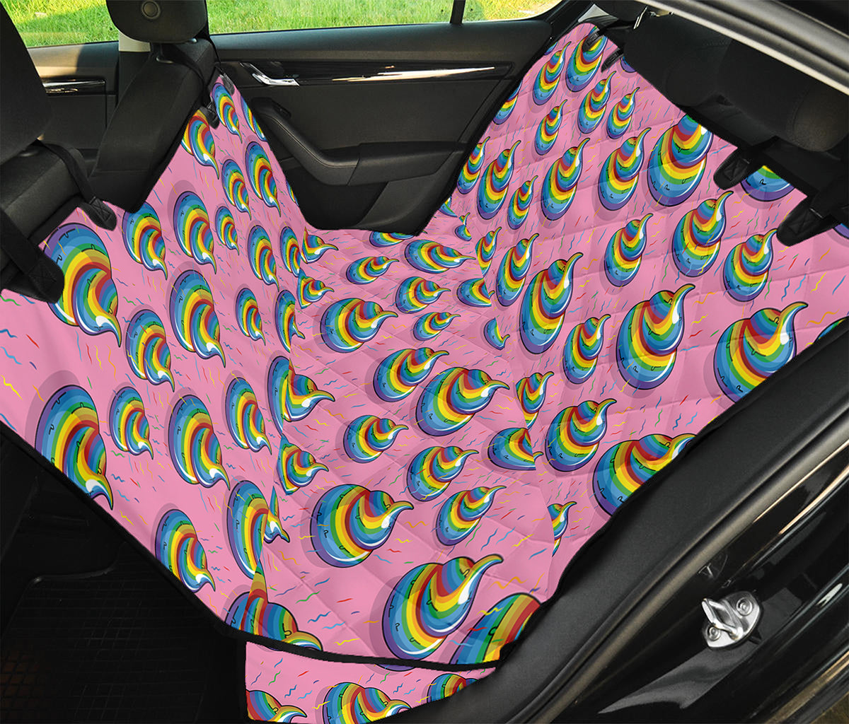 Rainbow Poop Pattern Print Pet Car Back Seat Cover