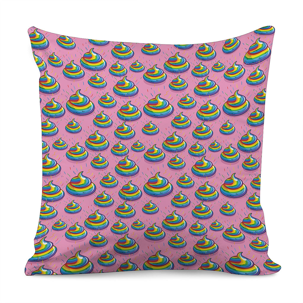 Rainbow Poop Pattern Print Pillow Cover