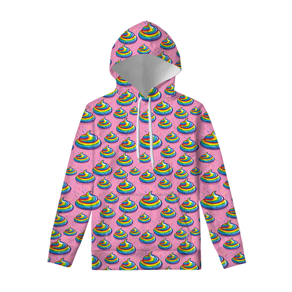 Rainbow Poop Pattern Print Pullover Hoodie