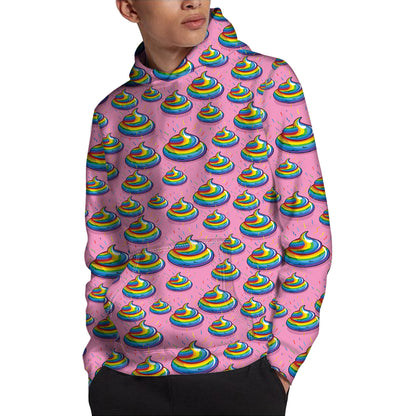 Rainbow Poop Pattern Print Pullover Hoodie