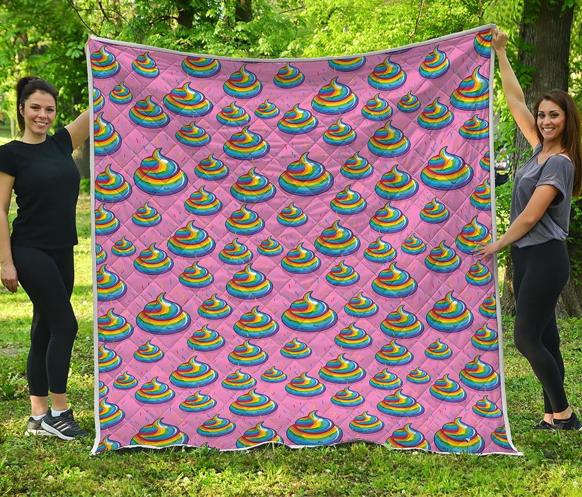 Rainbow Poop Pattern Print Quilt