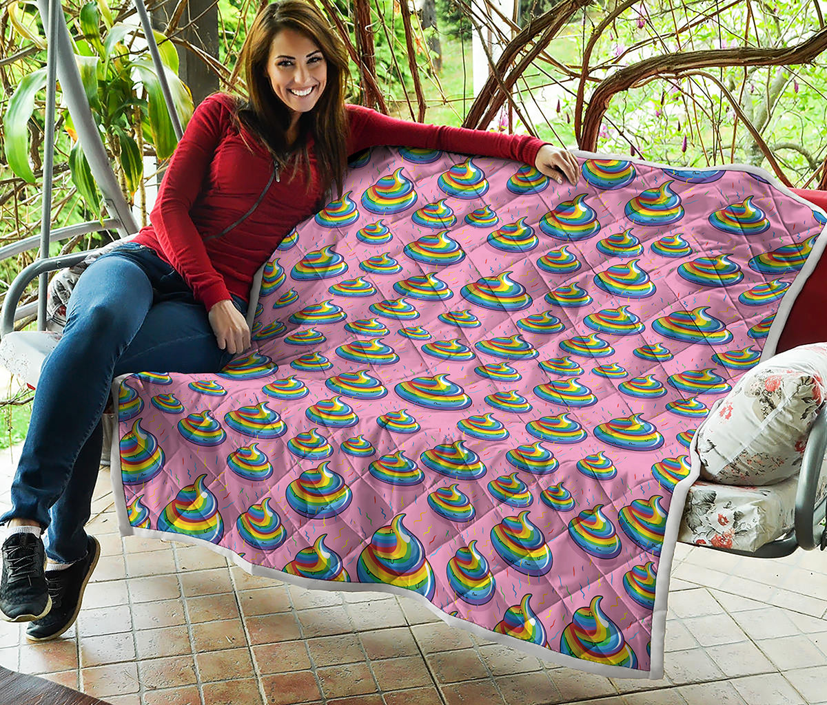 Rainbow Poop Pattern Print Quilt