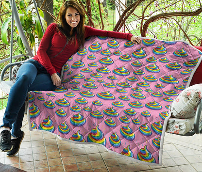 Rainbow Poop Pattern Print Quilt