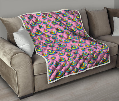 Rainbow Poop Pattern Print Quilt