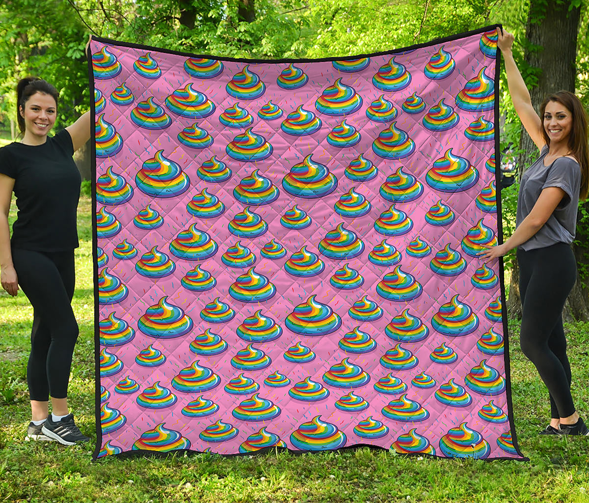 Rainbow Poop Pattern Print Quilt
