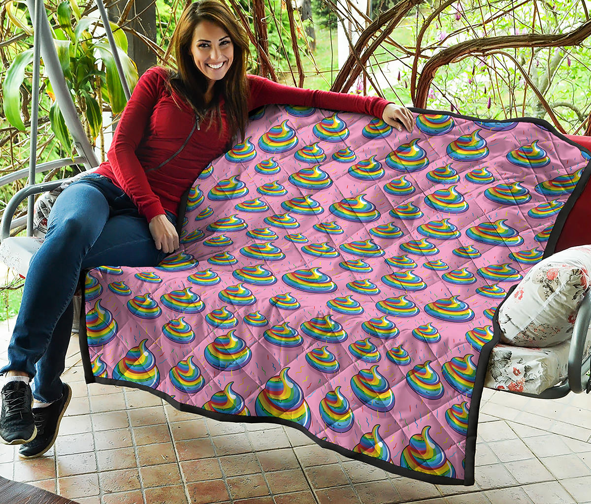 Rainbow Poop Pattern Print Quilt