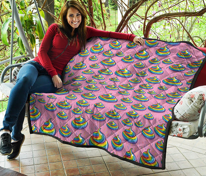 Rainbow Poop Pattern Print Quilt