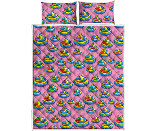 Rainbow Poop Pattern Print Quilt Bed Set