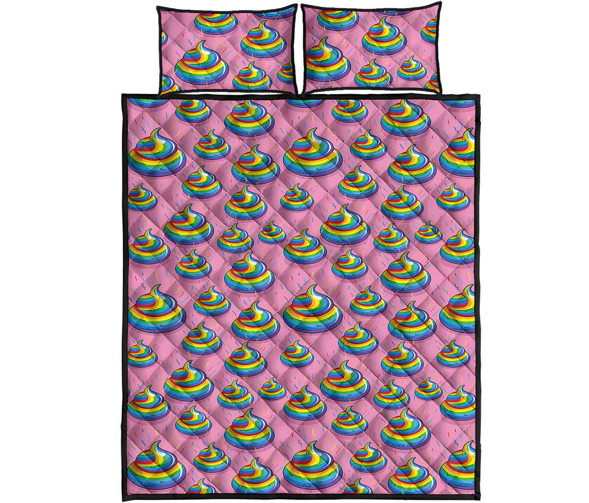 Rainbow Poop Pattern Print Quilt Bed Set