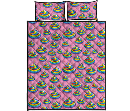 Rainbow Poop Pattern Print Quilt Bed Set