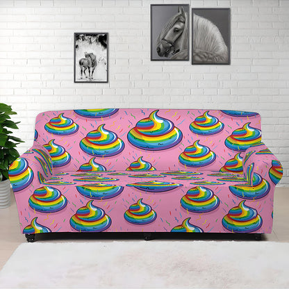 Rainbow Poop Pattern Print Sofa Cover