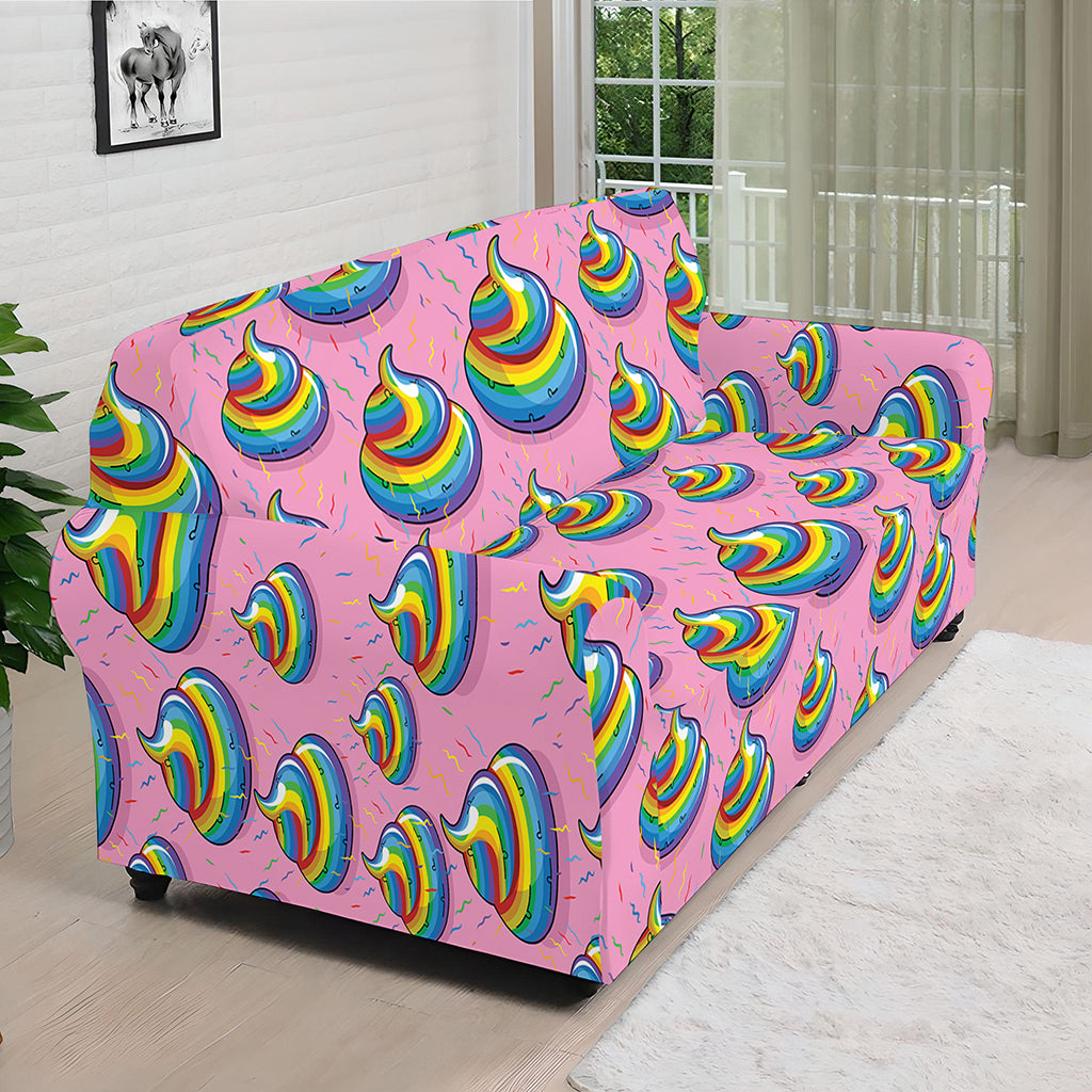 Rainbow Poop Pattern Print Sofa Cover