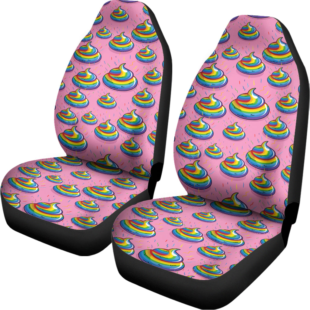 Rainbow Poop Pattern Print Universal Fit Car Seat Covers