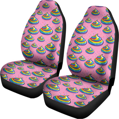 Rainbow Poop Pattern Print Universal Fit Car Seat Covers