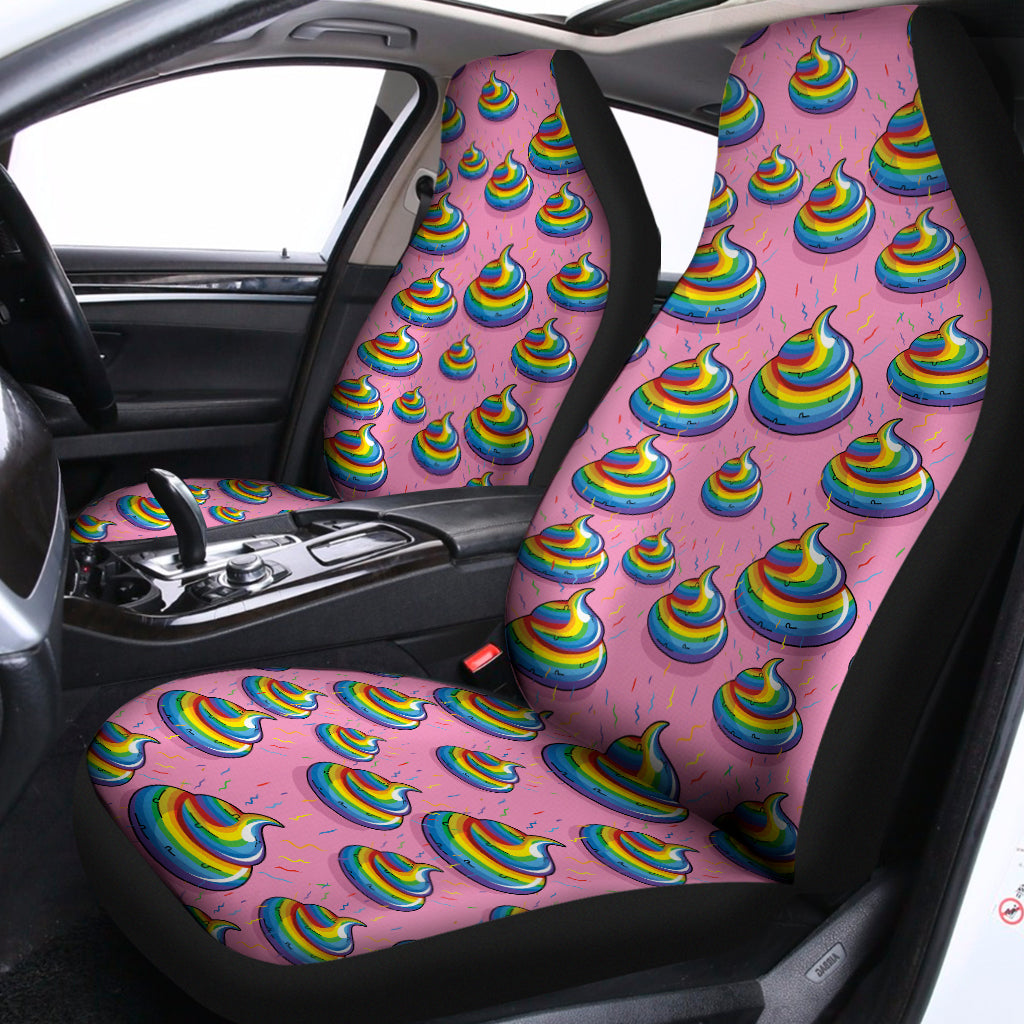 Rainbow Poop Pattern Print Universal Fit Car Seat Covers